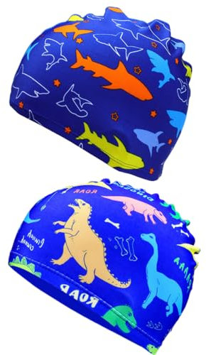 2 Pezzi Cuffie Piscina Bambino Cuffie Piscina Cuffie da Nuoto per Bambini Elasticizzate Cappelli da Bagno Carini Bambini Cappelli da Nuoto per Ragazzi Ragazze da 1 a 8 Anni