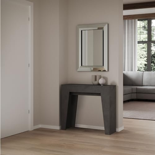 IMAGO FACTORY Marlow – Ausziehbarer Konsolentisch für Esszimmer (bis 181 cm) moderner Konsolentisch für den Eingang, ausziehbarer Küchentisch, hergestellt in Italien (Anthrazit Spachtel)