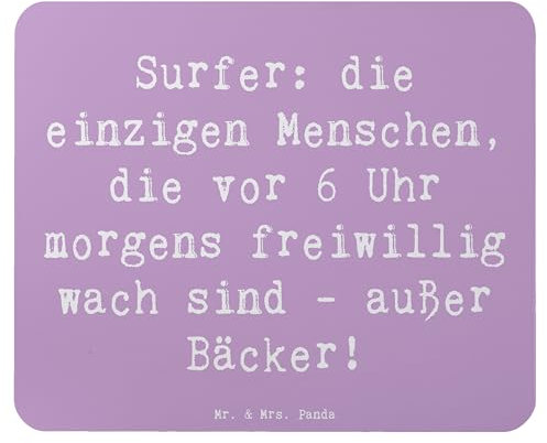 Mr. & Mrs. Panda Mauspad Spruch Surfen Frühaufsteher - Geschenk, Surfer-Lifestyle, Computer zubehör, Surfer, Büroausstattung, Surf-Liebhaber,
