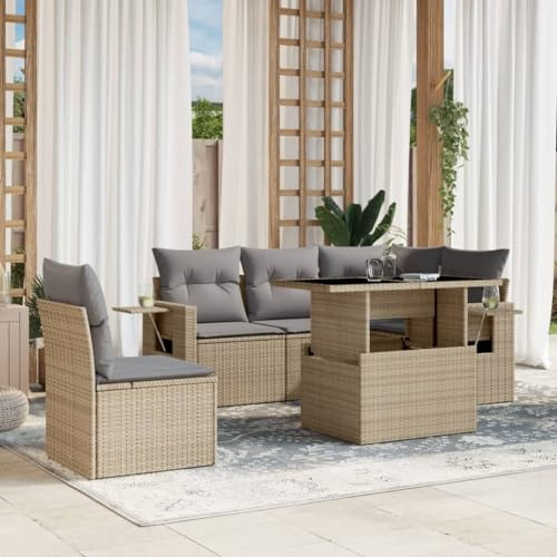 Amorsee Balkon Lounge Klein Verstellbare Tischplatte Balkon Sofa Rattan Gartensofa Gartenlounge Ecklounge Ecksofa Lounge Möbel Outdoor Loungemöbel Balkonsofa Gartenmöbel Balkonmöbel