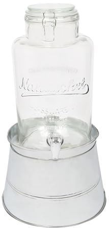 Rink Drink 6.5L Drinks Dispenser with Taps & Bucket Stands - Large Home Kitchen Outdoor Chrome Tap Water Dispensing Jug Indoor Juice Punch Bottle for BBQ, Party, Picnic, Events, Buffets