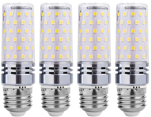 E27 Led Kaltweiß Birne, 6000K 1000LM 12W E27 Lampe Mais Glühbirnen, Ersatz für 100W Glühlampe, Nicht Dimmbar Kein Flackern Energiesparlampe, E27 Leuchtmittel 4 Stück (3000K-Warmweiß, E27 Base)