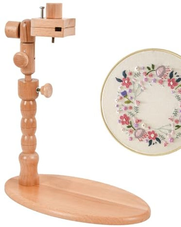 Nadelspitzenständer, Stickständer für Handarbeit - Tisch-Stickrahmenständer aus Buchenholz,Verstellbarer Handarbeitshalter, Nadelspitzenzubehör für Enthusiasten und Anfänger