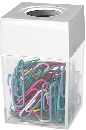 Support de trombones pour bureau – Boîte de rangement magnétique pour bureau – Distributeur de trombones transparent pour la maison, l'école