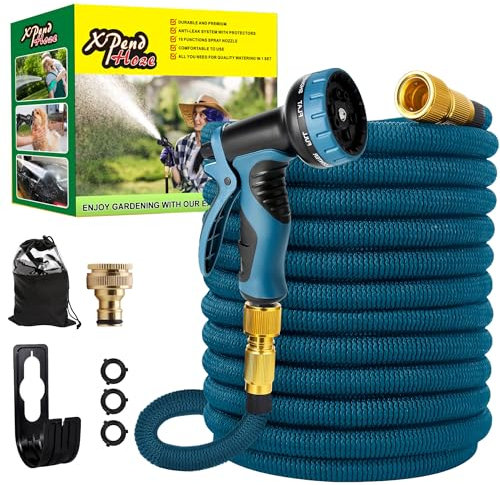 Water Hose Flexibler Gartenschlauch,ausgedehnt 100FT/30m,Wasserschlauch flexibel mit 3-Fach Latexkern,dehnbarer flexiSchlauch,alle Verschraubungen aus hochwertigem Messing,mit Innen- & Außenadapter