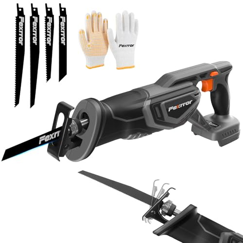 Fexrror 20V Cordless Reciprocating Saw Compatible with Makita 18V Battery, Tool-Free Blade Change, 22mm Stroke Length, 4 Saw Blades for Wood/Metal/PVC Cutting(No Battery Including)