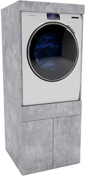 CraftPAK Waschmaschinenschrank geeignet für Waschmaschine oder Wäschetrockner, Waschmaschinenschrank Überbauschrank, Badezimmermöbel Größe 67x162x63cm, Grau