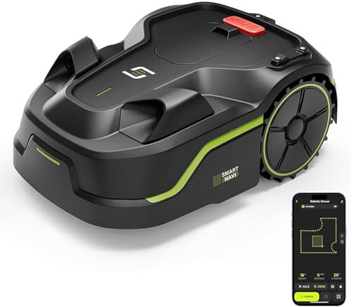 Smart Wiless Wireless Robotic Lawnmower, Formeaux de pelouse robotique entièrement automatiques avec contrôle des Applications, Escalade et évitement des Obstacles, pour 600㎡ Garden à Domicile
