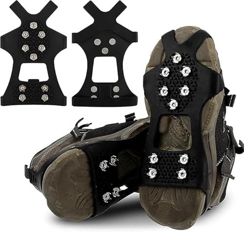 POVVFRTY Steigeisen Outdoor Zehnzahn-Stahlnägel Schneetag rutschfeste Schuhspikes EIS- und Schneewetter rutschfeste Überschuhe Steigeisen Überschuhe for ältere Männer und Frauen / 320