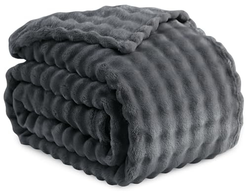 RUIKASI Kuscheldecke Flauschig Grau Bubble Decke - 150x200cm Sofadecke & Couchdecke aus Plüsch, Warme Fleece für Wohnzimmer Deko Blanket, Dicke Wohndecke