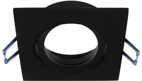 Planetitaly Faretto ad Incasso Portafaretto Quadrato foro 70mm Design Moderno Colore Nero, Diffusore Orientabile Supporto in Alluminio per Lampade GU10, GU5.3, (Nero, Quadrato)