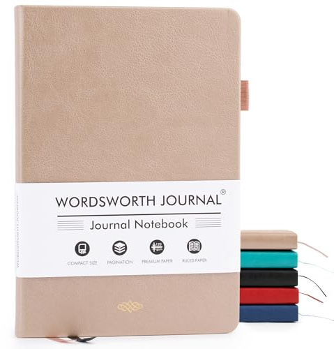 Wordsworth & Black A5 Liniertes Tagebuch 216 Linierte Seiten, Hardcover aus Leder, 120 GSM Papier, Tagebuch für Arbeit und Zeichnen, Journale für Frauen und Männer – Geschenkbox Inklusive Roségold
