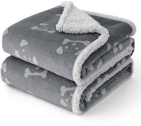 BEDSURE wasserdichte Hundedecke Grosse Hunde - 203x152cm waschbar Hundedecke, Hunde Decke Sofaschutz aus Sherpa Fleece, Decke Hund für Couch, Grau
