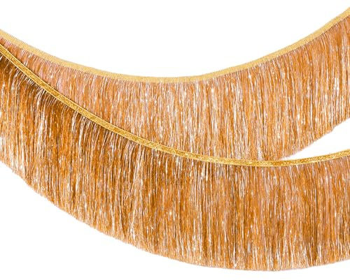 MORAINJAY Orange Lametta Fransen Girlande, 20x200cm Metallic Foil Fringe Garland Lametta Glitzer Vorhang für Parade Floats, Verlobung Hochzeit, Weihnachten, Geburtstagsparty, Halloween Partydekor