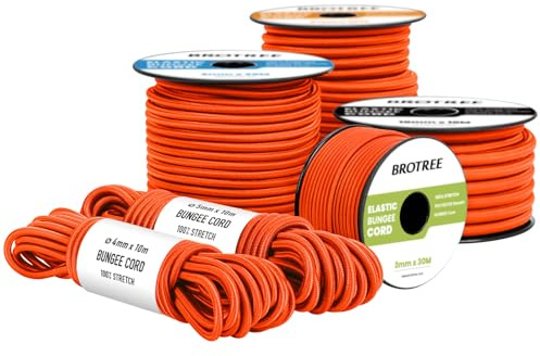 Brotree Corda Elastica 3mm x 30m Arancio - Corda Gomma Corda Elastici per Teloni Allenare Barca