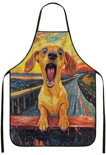 Grembiule a tema cane per cucinare, divertente grembiule da cucina con disegni di cani in stile cartone animato, bavaglino lavabile per barbecue