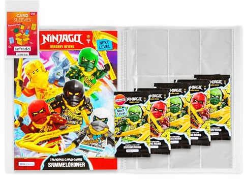 sefrado Bundle Exclusive Hüllen kompatibel mit Blue Ocean Ninjago Sammelmappe leer + 5 Booster Serie 9 Next Level Trading Card Game 2024