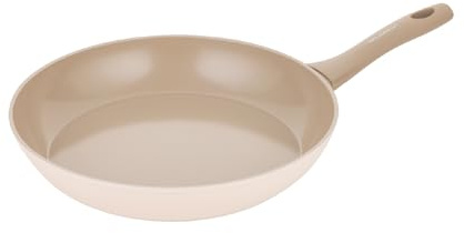 FLORINA Poêle à frire en aluminium forgé MOKKA | 30 cm | Avec revêtement céramique | Pour cuisinières à induction, à gaz et électriques | Poignée soft touch aspect bois | Résistante aux rayures