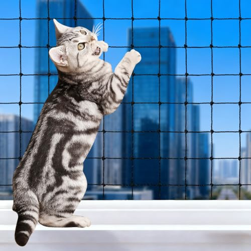 Katzennetz für Balkon, Katzenschutz Balkon Ohne Bohren 10x3m, Transparent Nylon Balkonnetz für Katzen, Katzenschutznetz, katzengitter balkon Können Zuschneidbar für Fenster, Terrasse, Balkon