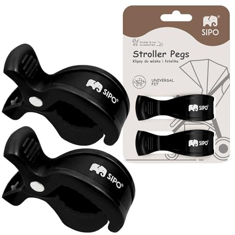 SIPO Kinderwagen Clips 2 Stück Schwarz Universal Befestigungsklammern für Kinderwagen Autositz Mulltuch Spielzeug Schnuller Verdeck Starke Federclips Baby Zubehör
