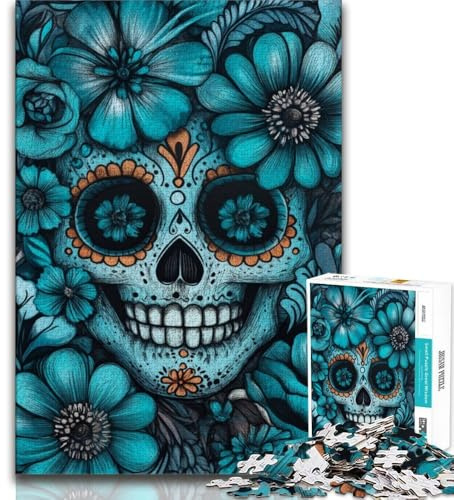 Puzzle für Erwachsene 1000 Teile Blumenschädel 1000 Teile für Erwachsene Quizspiel ganze Familie 75x50cm