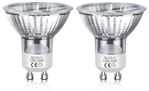 Blakapoo GU10 Halogen Bulb 35W, 120V Dimmable Halogen Light Bulbs for Candle Warmer Lamp, 2700K Warm White, MR16 with Glass Cover for Track Lighting, Range Hood, Recessed Light, 2 Pack