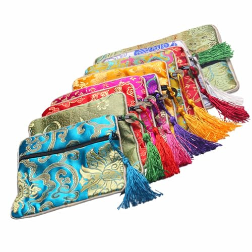jojofuny Lot de 10 Pochettes à Bijoux en Brocart Chinois Multicolores Paquet de Rangement pour Bracelets Perles de Bouddha et Colliers Tissu Doux Anti-Rayures pour Protéger et