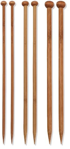 6 Stück Stricknadeln Holz,Bambus Stricknadeln Set,Knitting Needles,25 cm | Stricknadel Holzstricknadeln für Anfänger und Profis zum Stricken Von Schals,Mützen,Decken,Socken Dicke Wolle(6mm,8mm10mm)