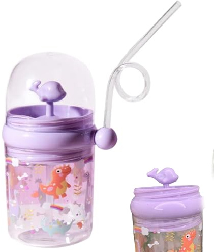 Tazza con beccuccio balena, bicchiere con fontana a forma di balena carina da 260 ml, bottiglia d'acqua riutilizzabile a prova di perdite con cannuccia per feste, scuola, tazza da spiaggia, bicchie