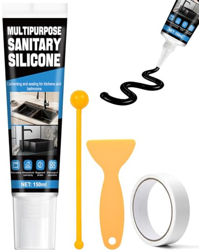 Allisway Silikon Schwarz KüChe, 150ml Bad Silikon, Silikons Badezimmer, Dichtet Fugen Ab und Macht Sie Wasserdicht, Geeignet Ist es für Fliesen, Fensterrahmen, Badewannen, Waschbecken und Andere