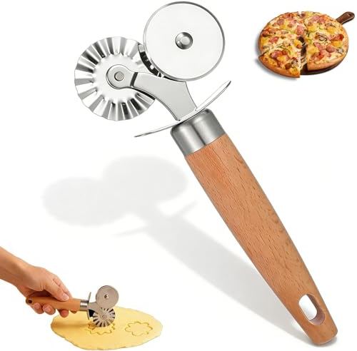 Pasta Cutter Wheel, Versatile Dough Cutter and Pizza Cutters Wheel, Durable Pastry Cutters Wheels with Pasta Tools Suitable for Pizza Cookies and Dumplings 16.5 * 7.5cm