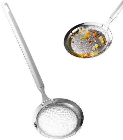 Hyemturt Écumoire Cuisine Inox 29,5x9,5 cm, Ecumoire Inox Ajourée en Acier Inoxydable, Araignée Cuisine pour Friture et Pâtes, Chinois Cuisine, Epuisette Fondue Chinoise, 1 Pièce