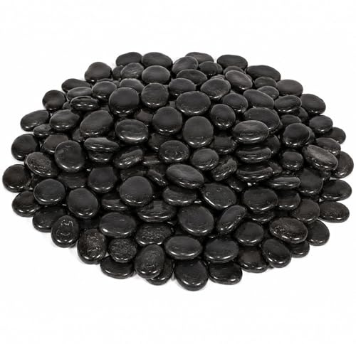 Black Polished Pebbles 80pcs Decorative Stones for Plant Pots, Gardens 10kg | Approx. 80pcs, smooth natural stones ideal for plant pots, ponds, gardens, water features, aquariums, home décor and crafts