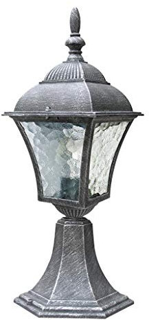 rabalux Antike Sockellampe Außen Silber E27 Glas regenfest H:42cm Rustikal Wegeleuchte Garten Einfahrt Balkon