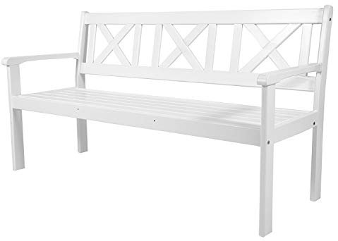 Sedex Gartenbank weiß Aalborg Sitzbank Holz 3-Sitzer Bank