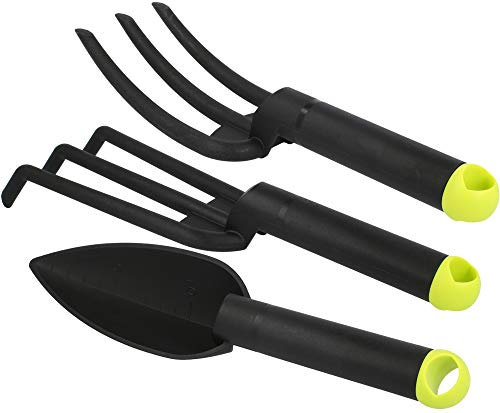 com-four® 3-teiliges Premium Garten-Werkzeug Set - Klein-Grubber, Blumen-Kelle und Blumen-Gabel - für Garten und Balkon (Set 3-3-teilig)