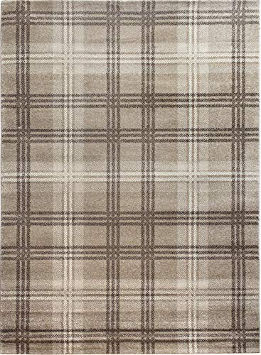 SrS Rugs® Glendale Classic Collection Tartan Rug, 8 Colours, 5 Sizes (Beige, 160 x 220cm)