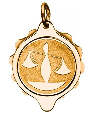 SOS Talisman Anhänger vergoldet, Sternzeichen Waage, Notfallkapsel für wichtige medizinische Informationen