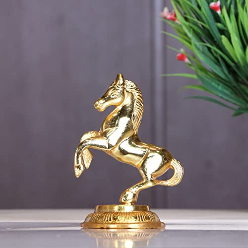 KridayKraft gyllene finish hoppande häst metallstaty för rikedom, inkomst och ljus framtid och bordsskiva figur för vardagsrum, kontor, sovrum, dekorativ, Feng Shui & Vanstu, djur showpiece figurer.