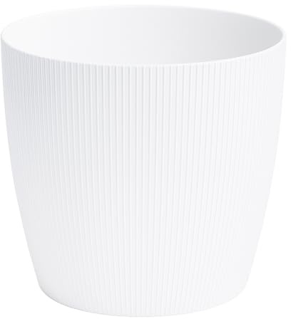 Home Garden Ornaments Decorative Small Plant Pots Indoor – Striped Indoor Plant Pot for Home and Garden (Diameter 13.5cm, White)