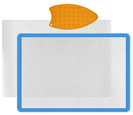 Applique Mat(14 x 18), Silicone Fusing Mat for Applique and Arts Crafts Creation, Quilter Appli-Fuse Mat, Including Non-Stick Pressing Sheet for Heat Press and Silicone Iron Rest Pad (14x18)