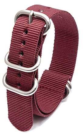 Uhrenarmband mit Nylonstreifen Nato-Armband 18mm - 24mm Uhrenzubehör mit silberner 5-Ring-Metallschnalle