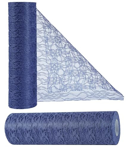 OSVINO Tischläufer Spitze Blau 30cm x 25m – Elegante Hochzeit Deko, Kommunion, Taufe, Party & DIY Tischdeko | Himmelblau Tischband für Feierlichkeiten, Gartenpartys & kreative Bastelprojekte
