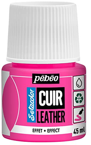 Pébéo - Setacolor Leder - Acrylfarbe für Leder und Kunstleder - Personalisierung von Taschen, Schuhen, Sneakern - kratz-, knick-, scheuerfest - Neon-Effekt - Fluo-Pink - 45 ml