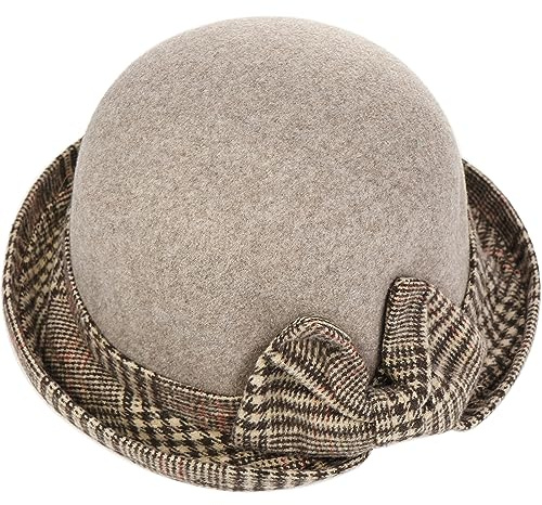YeeHeen Fedora Cloche Hut Vintage Kirche Runde Bowler Hüte Eimer Hut für Frauen, braun, Einheitsgröße