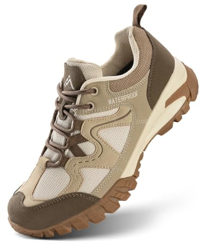 CC-Los Women's Waterproof Lightweight Hiking Shoes Non-Slip Outdoor Walking Beige 6-6.5