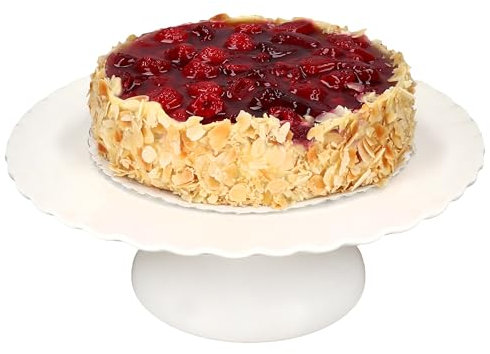 MamboCat Gloria - Piatto per torta con base bianca, Ø 30 cm, in ceramica italiana, per biscotti, cake pop, cupcakes & Co I piatto da pasticceria con bordo ondulato e base