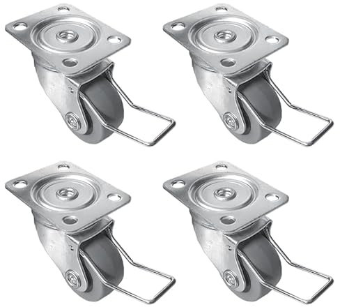 Stolmet Möbelrollen Mit Bremsen 4 Stücke Durchmesser 30 mm Gummirollen Lenkrollen Für Möbel Räder Kugellager Transportrollen