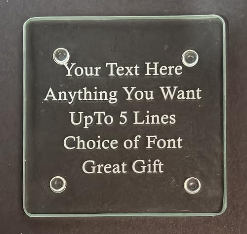 Personalised Engraved Square Glass Coaster - Any Engraving - Hand Finished in UK. 100mm
