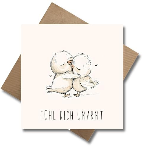 WBdesignz Genesungskarte Vogel Gute Besserung Karte Grüße - Gute Besserung Partnerschaft Liebe Beziehung Karte Fühl Dich Umarmt (125 x 125 mm)